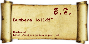 Bumbera Holló névjegykártya